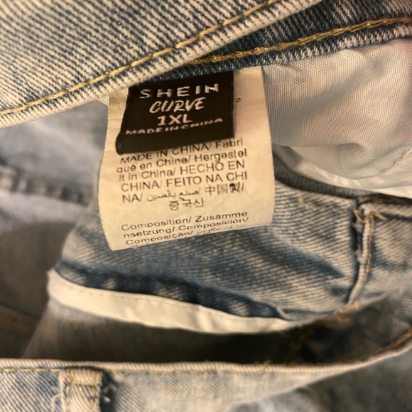 SHEIN Light Wash Baggy Wide Leg Coquette Pants Sz 1X Plus - Picture 4 of 5